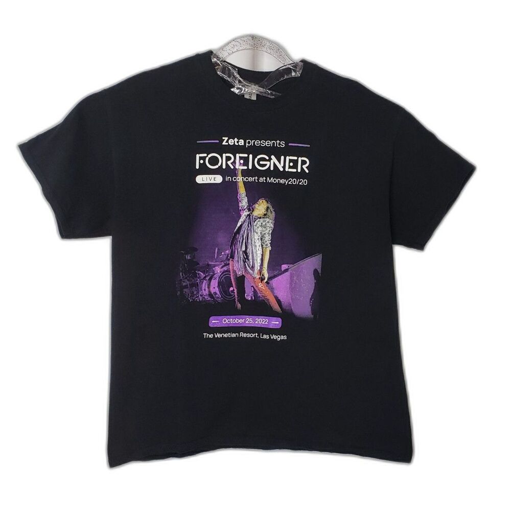 FOREIGNER Live Venetian Resort Las Vegas 2022 Black T Shirt Size Large